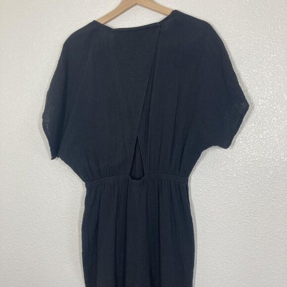 Z SUPPLY Jumpsuit Womens Medium Black Crinkle Gauze Elastic Waist ZP222233S - Picture 14 of 16